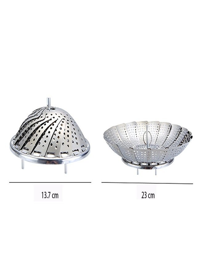 MiHerom Steamer Basket,Folding Stainless Steel Vegetable Steamer for Veggie Fish Eggs Seafood Cooking,Expandable to Fit in Pots - Image 2